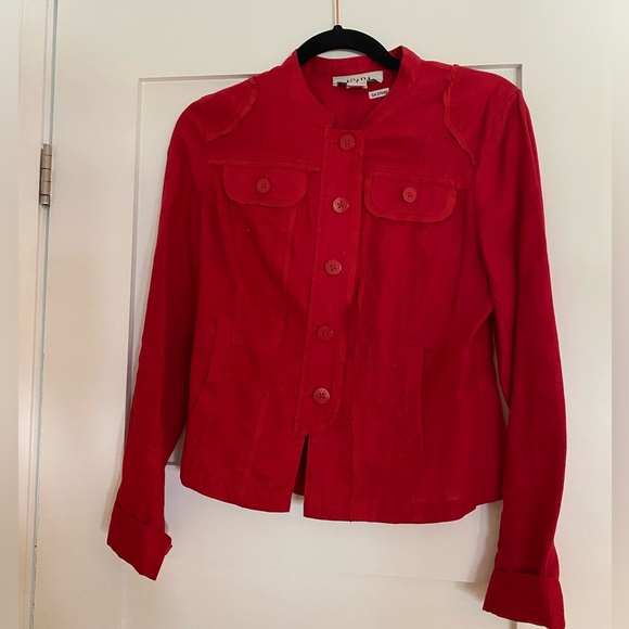 Stylish Red Linen Jacket - Picture 2 of 2
